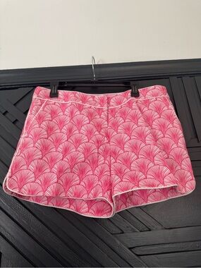 Elizabeth McKay Pink Patterned High-Waist Shorts with White Piping
